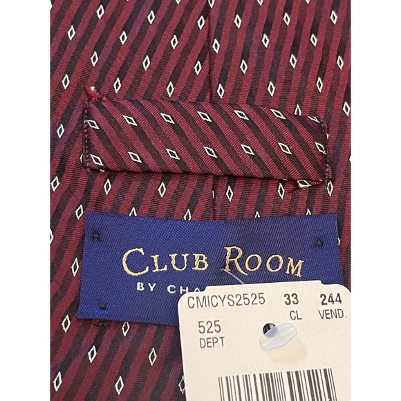 Club Room Burgundy 100% Silk Men’s Neck Tie Made In Usa - Picture 8 of 10